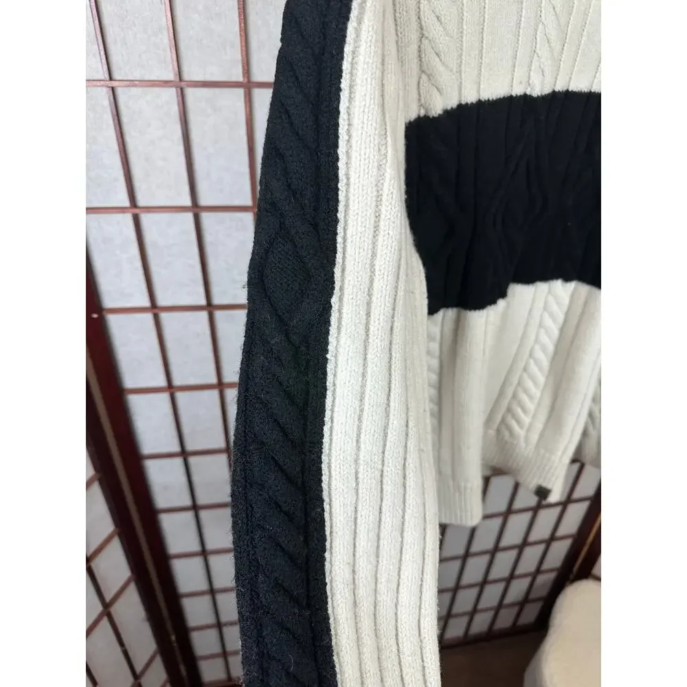 Banana Republic Men's Wool sweater black and cream size Large TALL
